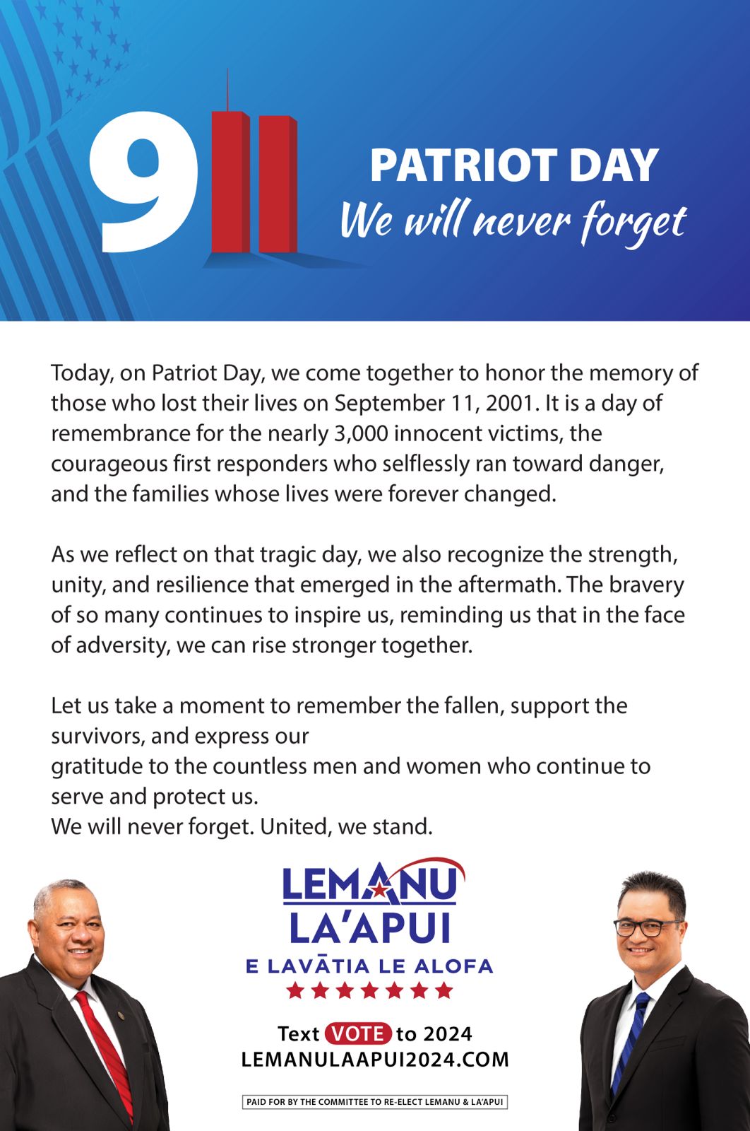 Patriot Day, We will never forget